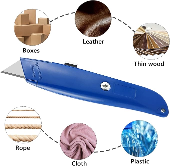DIYSELF 2Pack Utility Knife Box Cutter Retractable Blade Heavy Duty PVC Pipe Cutter (Blue)