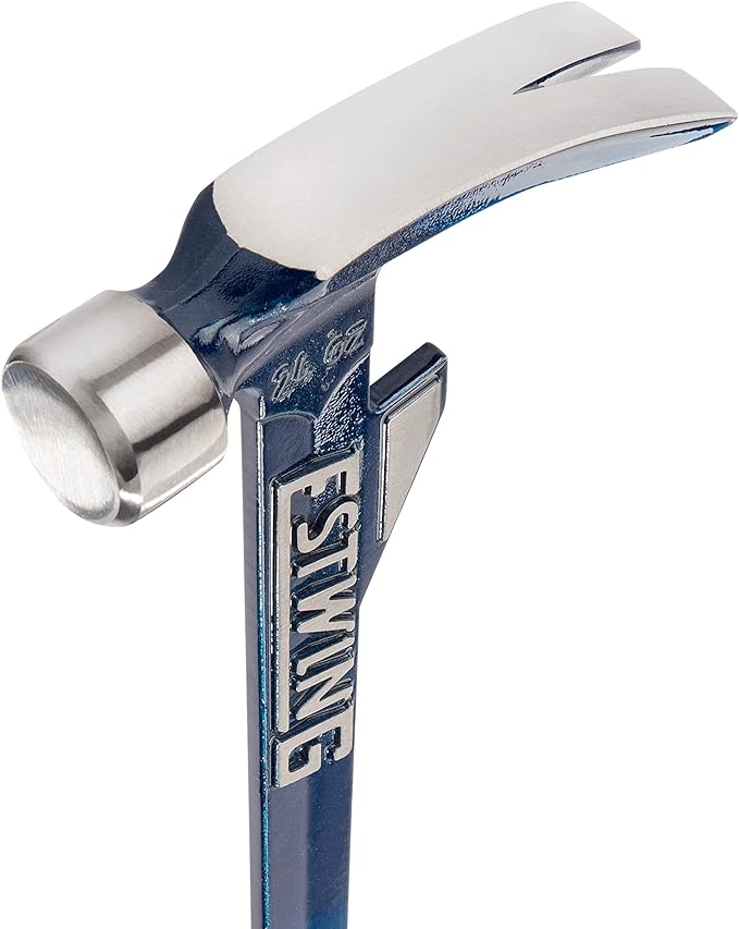 ESTWING Hammertooth Hammer - 24 oz USA Made Long Handle Straight Rip Claw Hammer with Smooth Face & Shock Reduction Grip - E6-24T