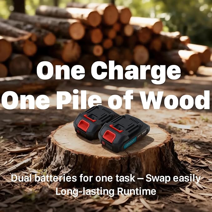 Electric Pole Saws for Tree Trimming, 6 Inch Mini Chainsaw Cordless 2-in-1 Pole Saw Battery Powered Tree Trimmer, Hand Held Chainsaw Long Bar Tree Branch Cutter, Wood Cutting Tools with 2 Batteries