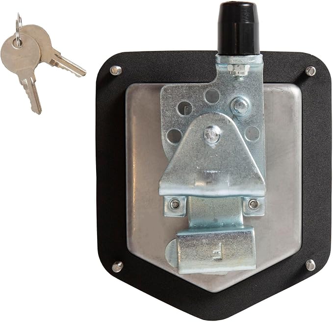 Buyers Products L8816R Stainless Steel Triple Point T-Handle Latch with Roller, Locking Toolbox Replacement with Gasket, Stud Mount Design for Polymer Underbody Truck Boxes, 4.75 x 5.50 Inch