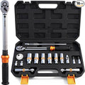16-Piece Spark Plug Socket Set, 3/8" Drive Swivel Magnetic Spark Plug Removal Tool Kit with Torque Wrench (5–45 lb-ft), E-Torx & Torx Bit Sockets, Extensions & Universal Joint