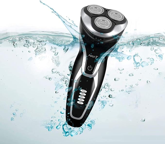 MAX-T Electric Razor for Men, 4D Rotary Shaver Razor for Men, Rechargeable Wet & Dry Shaver with Pop-Up Trimmer, IPX7 Waterproof, Type-C, Plug & Play