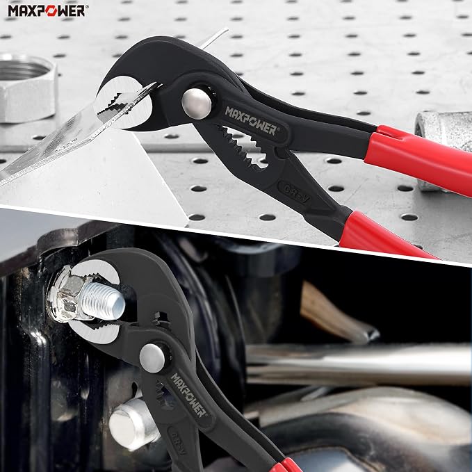MAXPOWER 7 inch Water Pump Pliers, with 0.98 inch Jaw Capacity Opening Push Button Adjustable Pliers
