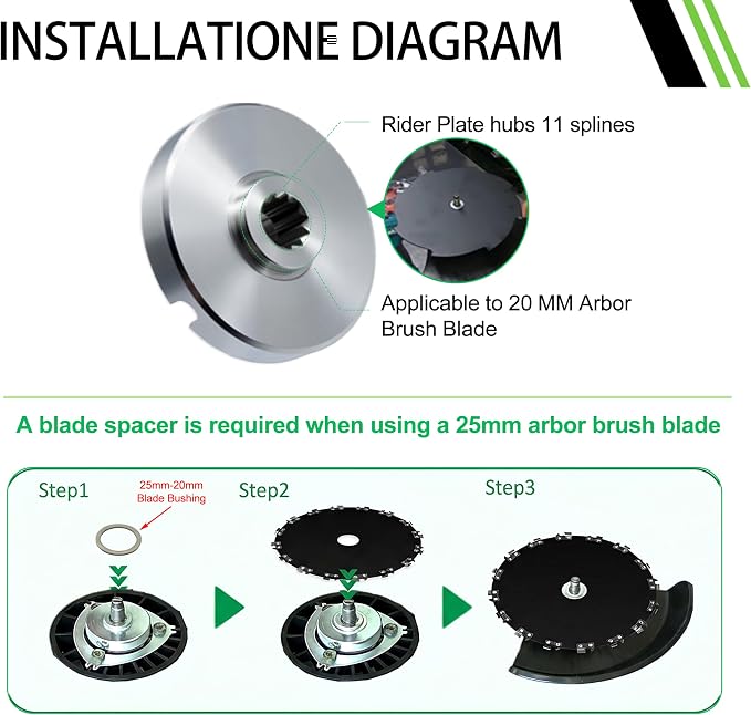 Brush Cutter Trimmer Conversion Kit with 9" x20T Carbon Steel Chainsaw Brush Cutter Blade & 9" x36T Carbide Tipped Blades & 10" x80T Carbide Tip Blades Compatible with Echo Models SRM-225 etc