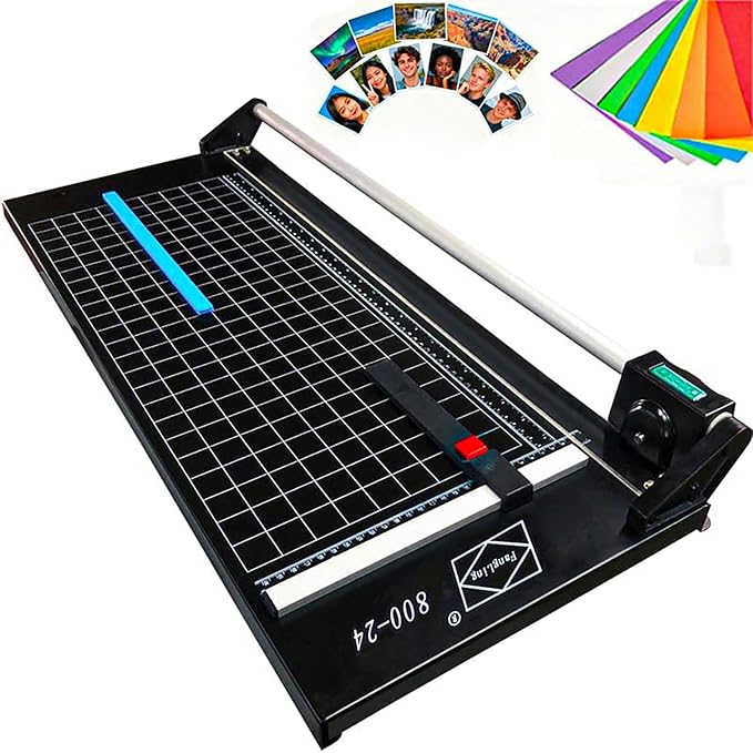 24 Inch Manual Precision Rotary Paper Trimmer, Rotary Paper Cutter Trimmer for Photo Paper, Film, Art Paper Jam, Office Paper, Thin Plastic Soft Board, Cutting Table, PVC, Professional Rolling Trimmer