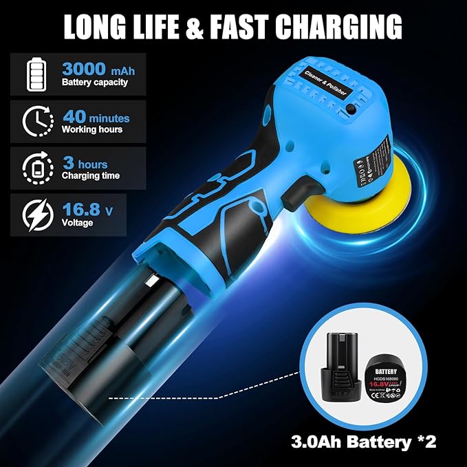 16.8V Cordless Electric Sander with 36PCS Sandpapers, 3500 RPM, 2Pcs 3.0Ah Batteries, Lightweight & Compact Design for Wood, Metal, Paint Removal, and DIY Projects