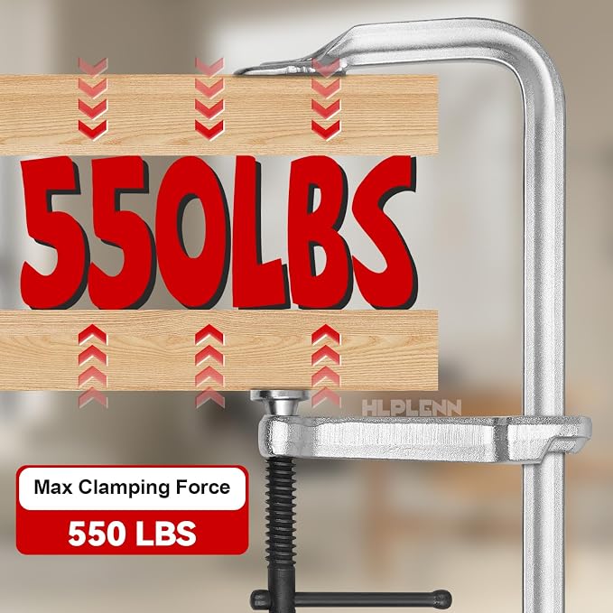 4-Pack 12-Inch Heavy-Duty F-Clamps for Welding, Bar Clamps 550 lbs Load Capacity, 3 Inch Throat Depth Woodworking & Metalworking, All-Steel Construction