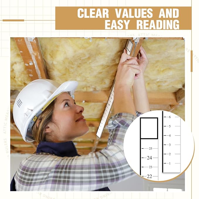 Attic Measuring Rulers (Case of 400), 25 Inch, Card Stock, Attic Insulation R Value Rulers for Insulators Ceiling Insulation