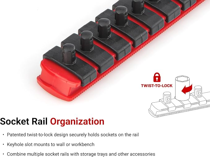 TEKTON 1/4 Inch Drive 12-Point Socket Set, 14-Piece | SHD90114 | (4 - 15 mm), Deep, Socket Rail