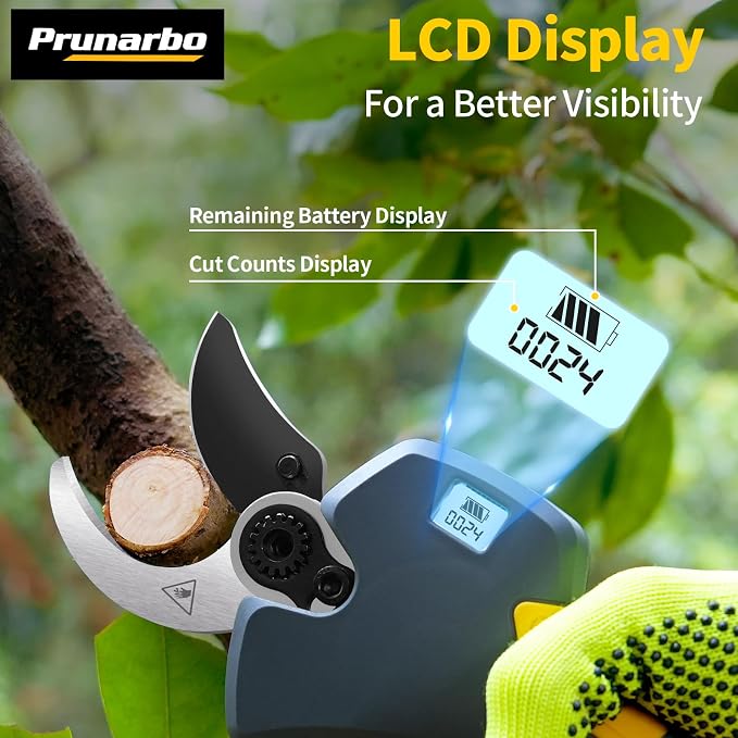 2-in-1 Pole Pruning Shears Cordless, 40mm Electric Pruner with Extension Pole, Dual Battery, Compatible with Makita battery, 14.7FT High Reach Tree Trimmer, No Ladder Needed for Orchard