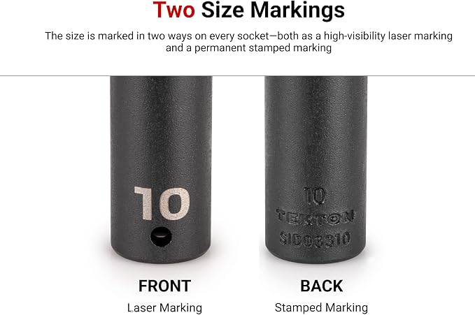 TEKTON 1/2 Inch Drive Impact Lug Nut Socket Set, 9-Piece | SID92415 | (3/4 - 15/16 in., 17 - 22 mm), Deep, 6-Point, Case