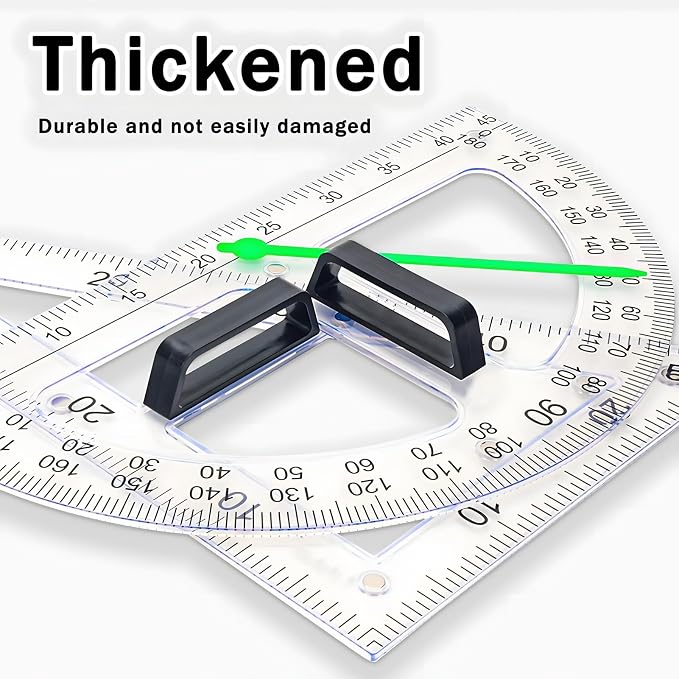 Magnetic Teaching Ruler Set with Multi-Functional Geometry Tools Durable ABS Plastic for Whiteboard Classroom Projects Student Teacher Math Supplies (Clear 2pcs)