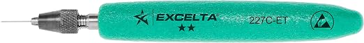 Excelta - 227C-ET - Pin Vise - Straight - Two Star - Brass - Ergo Handle - 0 - .015" (0 - .38mm), 0.3" Height, 0.3" Wide, 4.5" Length