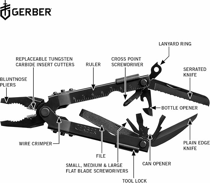 Gerber Gear MP600 Multi-Plier Multitool – Made in USA – Blunt Nose, Black