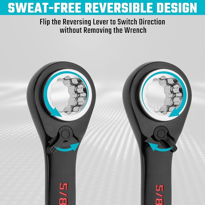 DURATECH 4-in-1 Reversible Ratcheting Box Wrench Set, SAE, 2-Piece,black E-coating