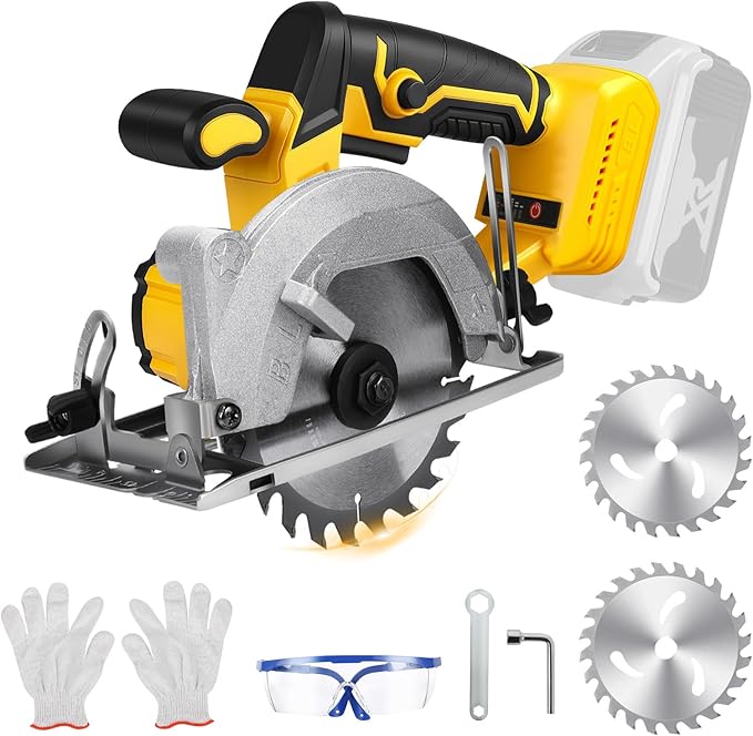 5.5 Inch Circular Saw Compatible with Dewalt 20V Max Battery(No Battery), Brushless Round Saw Kit, 0-45° Cutting Bevel, 6200 RPM, Idea for Wood Plastic Soft Metal