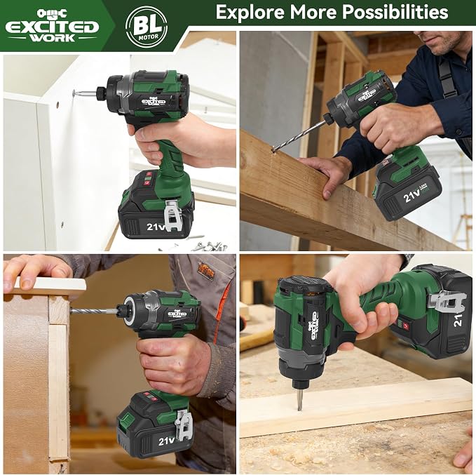 21V Brushless Impact Screwdriver, LAZYLAND 230Nm Electric Cordless Driver Set with Dual 3.0Ah Batteries, Screwdriver Bits and Built-in Led Light for Home