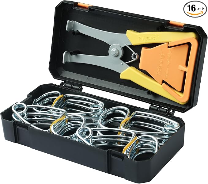 Miter Spring Clamps Classic Kit for Woodworking | Set includes 16 clamps,1 pliers,1 clamp holder for wood trim,crown molding,picture frames. Finish carpentry tools.