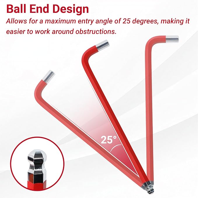 13-Piece Jumbo SAE Hex Key Set (1/16” – 5/8”) – Extra Long Arm Ball End Allen Wrenches – Heavy Duty CR-V Steel L-Keys for Automotive, Industrial & Machinery Repair