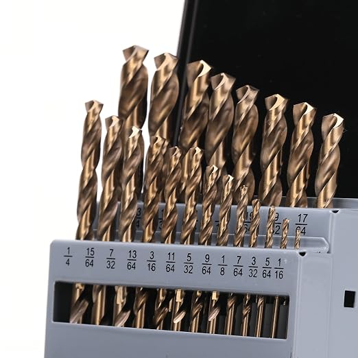 Cobalt Drill Bit Set 21PCS M35 Metal Drill Bit Set for Steel 1/16"-3/8" Drill Bits for Hardened Steel, Stainless Steel, Alloy Steel, high Speed Steel with Index Case