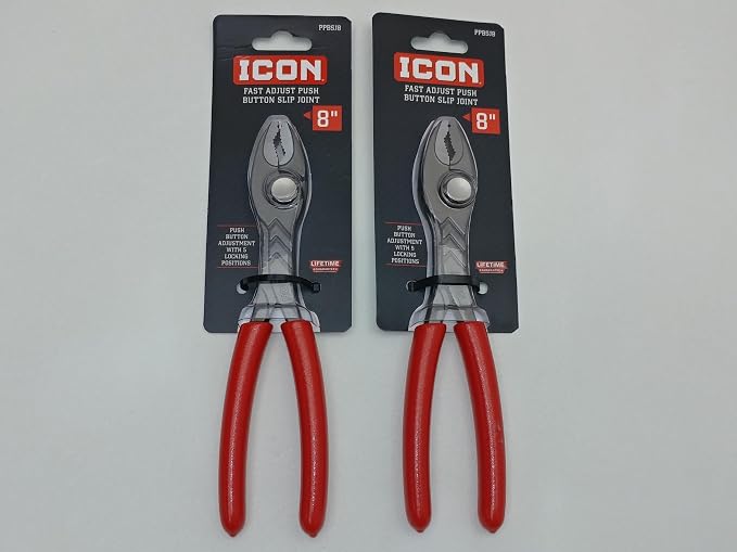 2 Pack 8" Quick Adjust Pliers Push Button Slip Joint