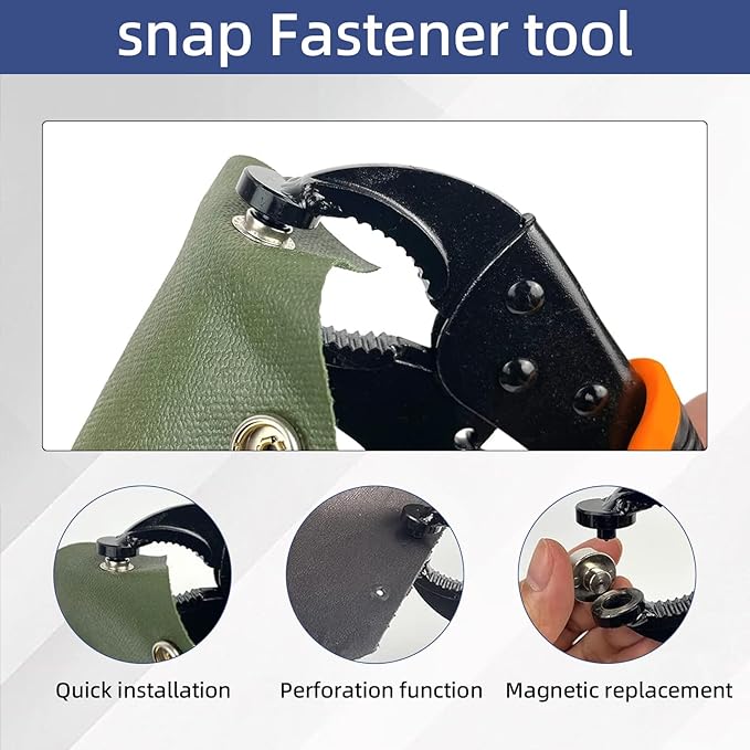 Mostantu Snap Fastener Tool Adjustable Snap Setter Tool with Snaps for Boat Cover