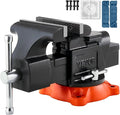 VEVOR Bench Vise, 5" Jaw Width, 5" Max Jaw Opening Multipurpose Vise with 360° Swivel Locking Base, 2.8" Throat Depth, Heavy Duty Ductile Iron Workbench Vise with Anvil, for Clamping Round Pipes