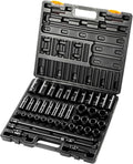 VEVOR Impact Socket Set, 1/2 Inches 43 Piece Impact Sockets, 1/2 Inches Drive Socket Set, High-torque Standard Socket Assortmen with 4 Extension Bars, 6-Point Sockets Metric 9-30mm (Standard/Deep)