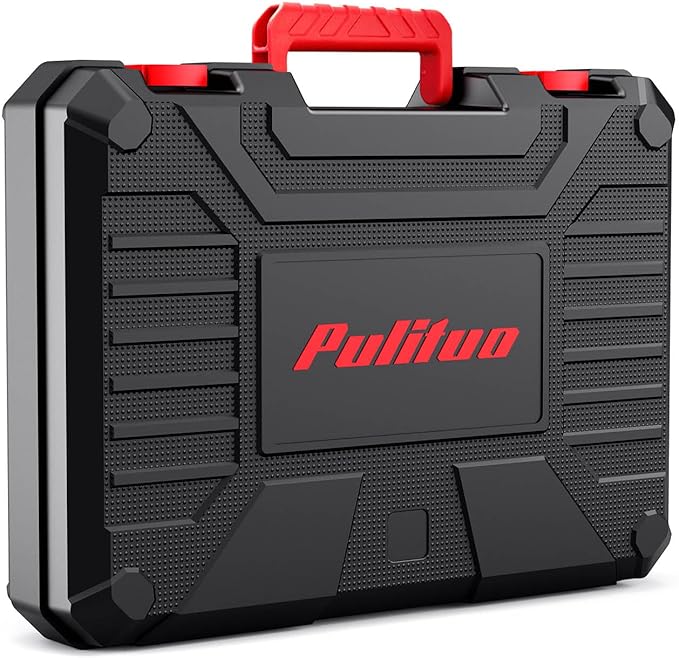PULITUO 148-Piece Home Drill Set with 12V Red Cordless Drill, Hand Tools, Tool Box, Ideal for Men, Women, and DIY Enthusiasts for Home Improvement.