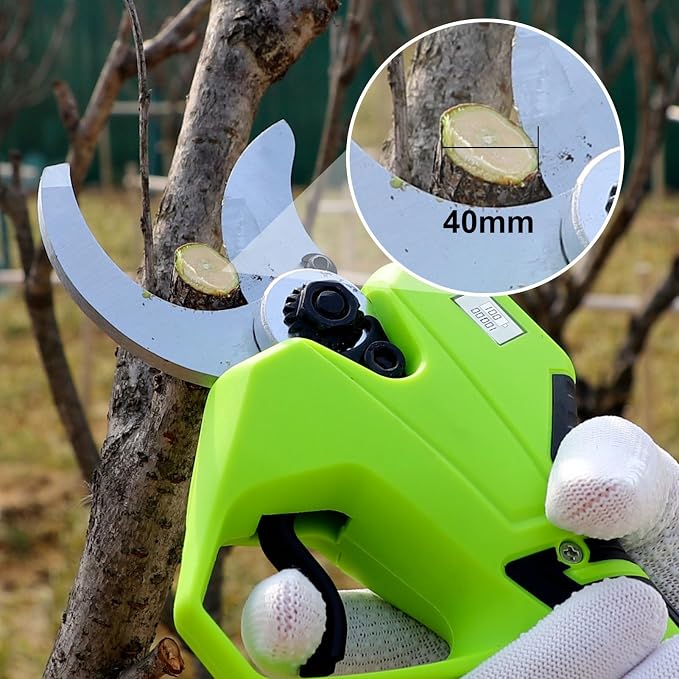 Electric Pruning Shears 40mm (1.6 inch), Cordless Pruner Heavy Duty with LCD Display, 20V Power Scissors Brushless for Gardening, Battery Pruning Shears with SK5 Blades (2 * 2.0Ah)