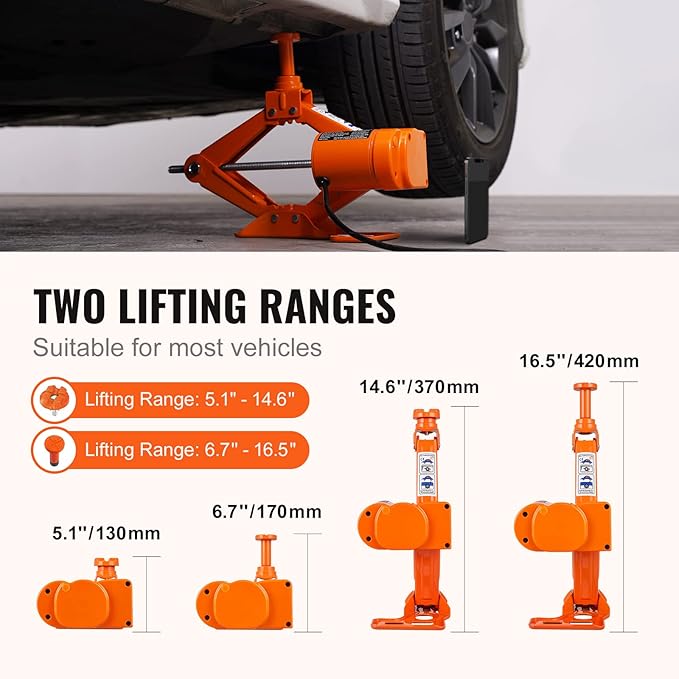 VEVOR Electric Car Jack, 3 Tons /6600 lbs 12V Electric Scissor Jack, Double Saddles with Remote Control, Portable Car Jack for Sedan, SUV, Truck Tire Change Replacement
