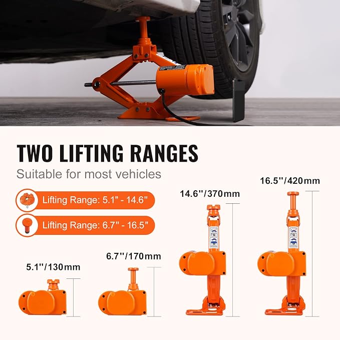 VEVOR Electric Car Jack, 3 Tons /6600 lbs 12V Electric Scissor Jack with Electric Impact Wrench, Double Saddles with Remote Control, Portable Car Jack for Sedan, SUV, Truck Tire Change Replacement
