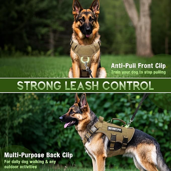 Tactical Molle Vest Mesh Dog Harness with 10 Removale Pet Patches | Breathable Service Dog harness with Double Soft Padded Handle for Small Dog, Reflective Military Pet Vest for Walk Hiking
