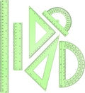 Tenare 6 Pcs Plastic Ruler Math Set Includes 12 Inch 6 Inch Straight Protractor Triangle Geometry Transparent Math Ruler Measuring Tools for School Office Home(Green)
