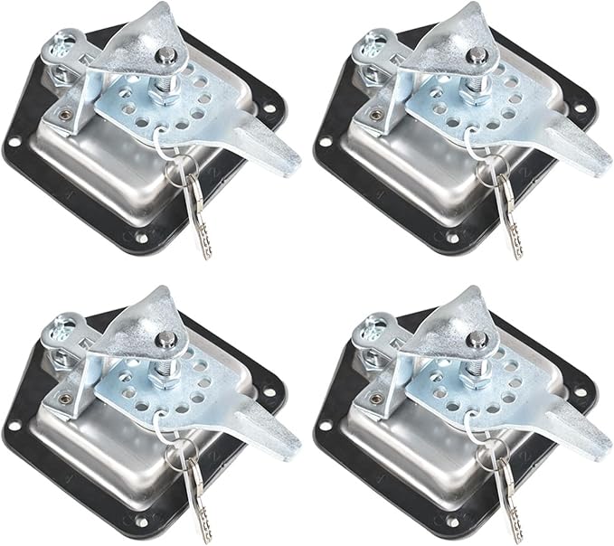 munirater 4-Pieces Rv Door Tool Box La-tch and Lock & Gasket T-Handle & Keys 304 Stainless Steel T-Handle Lock Highly Polished