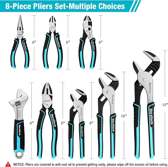 DURATECH 8-Piece Pliers Set & 12-Piece Magnetic Screwdriver Set