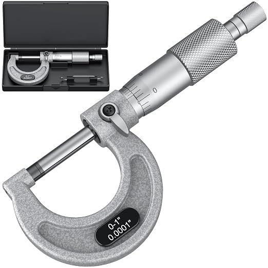 HDLNKAK Outside Micrometer 0-1", Machinist Micrometer, 0.0001" Graduation Micrometer Set, Alloy Precision Micrometer, Machinist Tool, Micrometer Standard with Case - Grey