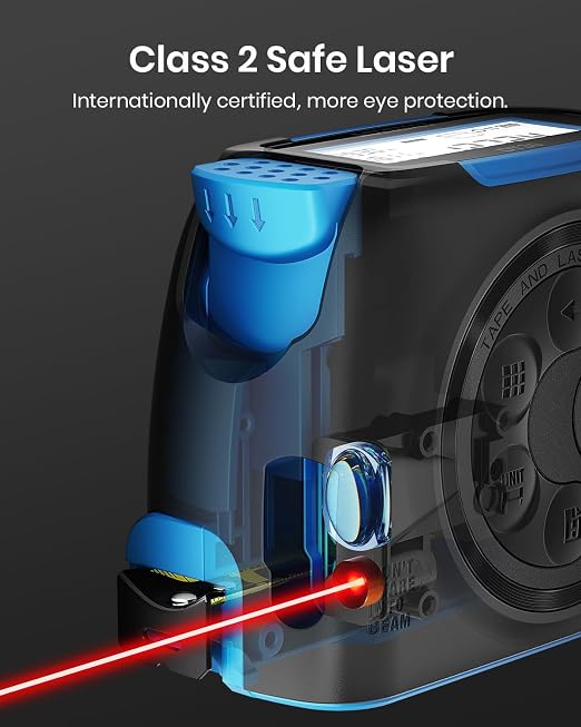 ACEGMET DT30 Digital Tape Measure, 131ft Laser&16ft Tape, ±1/16" Precision | USB-C Rechargeabl, Smart App Sync, Backlit LCD, Area Volume Pythagorean, Auto Tape Lock, Laser Tape Measure, IP54 Waterproof