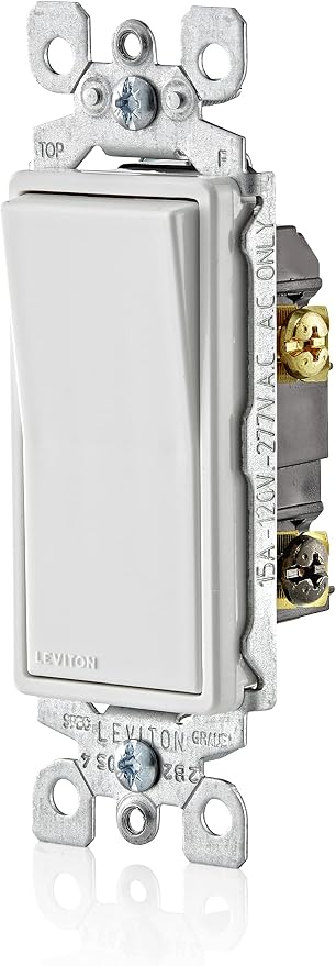 Leviton Antimicrobial 15 Amp 120/277V Decora Rocker 3-Way AC Quiet Switch, 5603-2AW, White (Pack of 2)