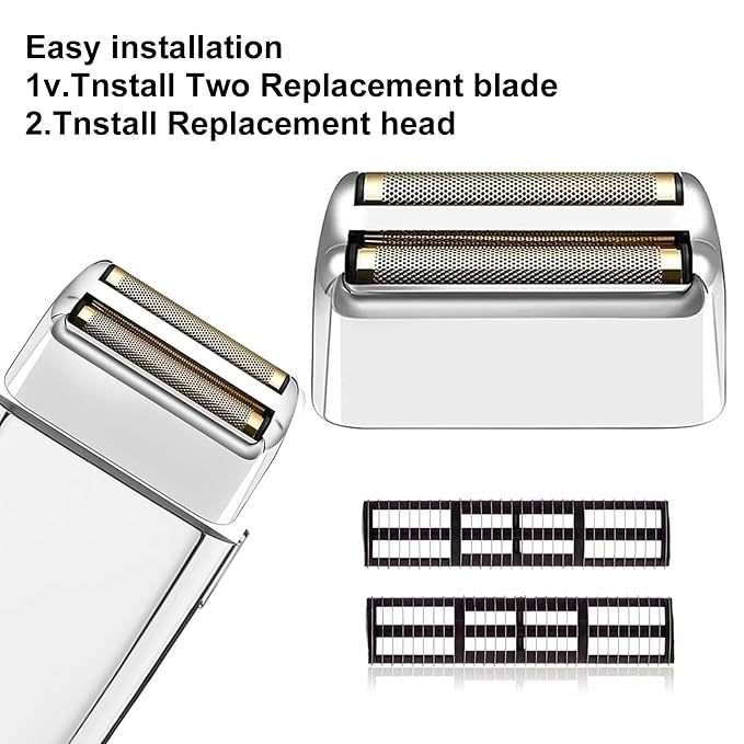 Silver Replacement blades Foil and Cutters Compatible with BaBylissPRO Barberology FXFS2 Shaver foil Replacement Heads(1 pack ）