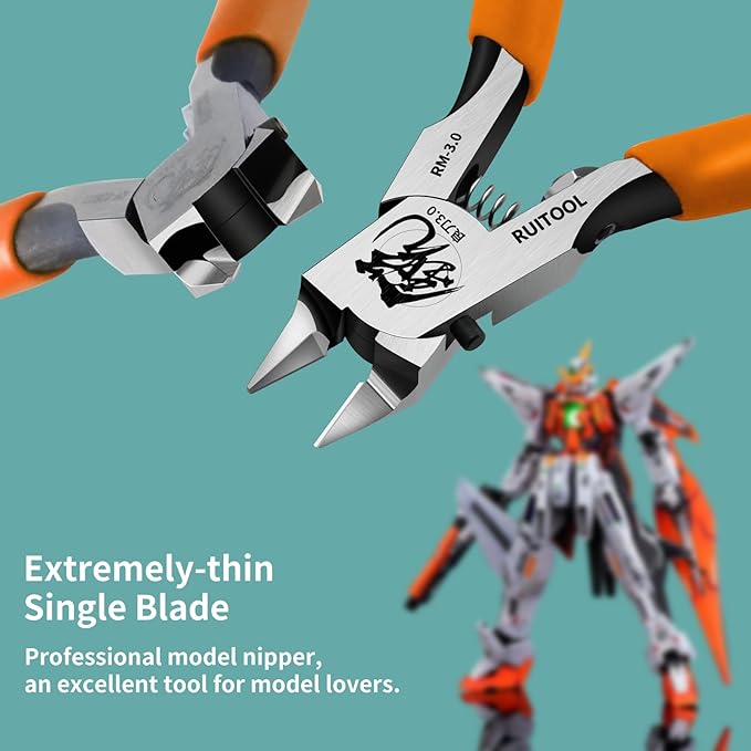 RUITOOL Model Nippers, Gundam Model Tools for Advancers to Repair and Fix Plastic Models, Ultra-thin Single Blade Gunpla Nipper, Non-slip Grip 4.7 Inch Sprue Cutter for Plastic Model Building