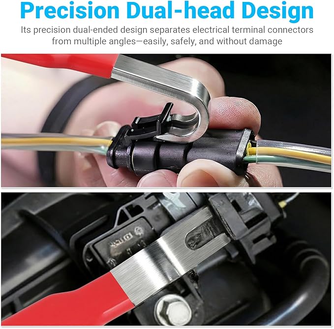 Automotive Electrical Terminal Connector Separator Removal Tool, Electrical Connector Removal Tool with Non-Slip Grip and 2-in-1 Dual End Design, Universal for Most Cars, Trucks, SUVs, Red