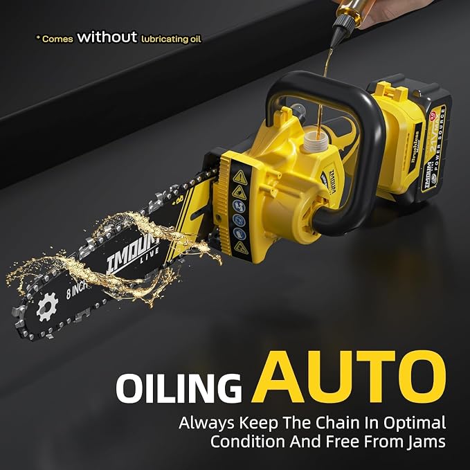 8 Inch Mini Chainsaw Cordless, Brushless Electric Chainsaw with 2x 21V 3.0Ah Batteries, Tool-Free Chain Tension & Auto Oiler, Handheld Pruning Chainsaw for Tree Trimming Wood Cutting, 2026 Upgraded