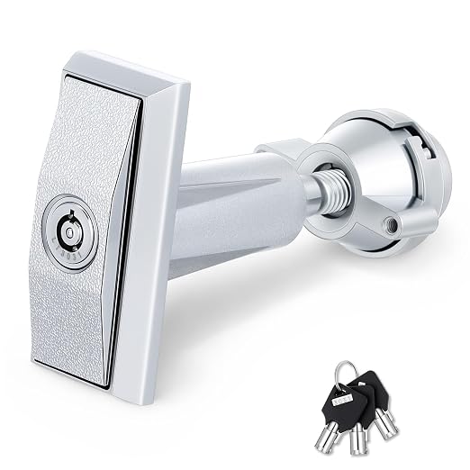 Set of 1 Universal Vending Machine Lock with T-Handle and 6 Keys Zinc Alloy Lock Replacement for ATM Candy Snack Machine (Long)