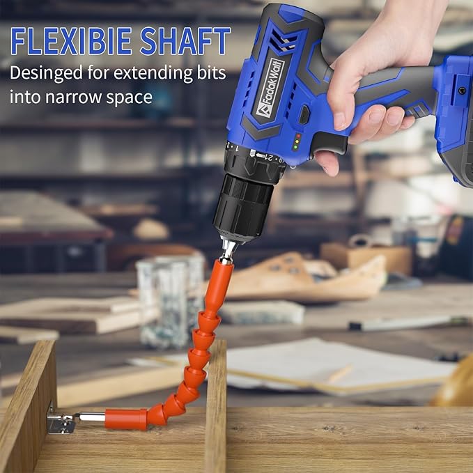 FADAKWALT 20V MAX Cordless Drill Set,Power Drill Kit with Lithium-Ion and charger, 3/8-Inch Keyless Chuck, 2 Variable Speed 21+1 Torque Setting Power Tools Kit，280 inch-lbs with LED Electric Drill Set