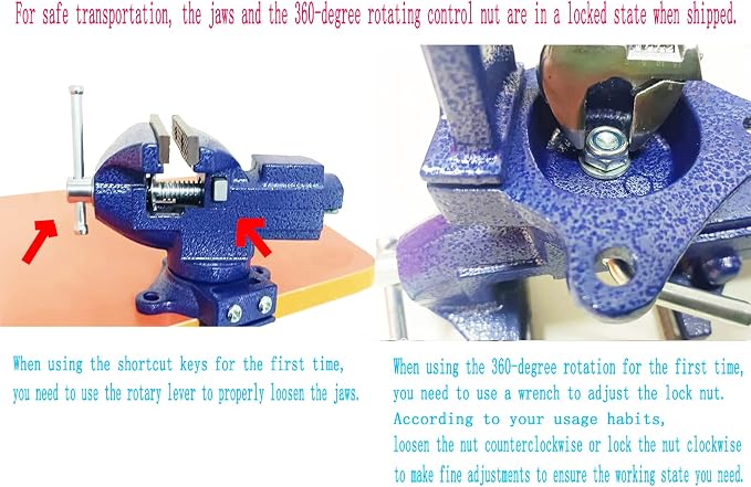 Dual-Purpose Combined Bench Vise or Table Vise, multifunctional jaw, Universal Rotate 360° Work Clamp-On Visewith Quick Adjustment, 3.3" Blue