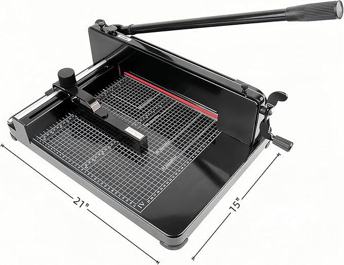 ISDIR Heavy Duty Guillotine Paper Cutter, 12” A4 Stack Paper Trimmer, Cuts Up to 400 Sheets, All-Steel Base with Safety Lock, Professional Paper Cutter for Office, School & Print Shop