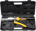 Pipe Crimper Copper Pipe Press Crimping Tool Kit 360° Rotatable Crimp Head Hydraulic Copper Tube Crimping Tool for Copper Tees Elbows Straight Pipes with 3 Molds (1/2", 3/4", 1") (Yellow)