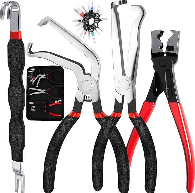 5 Pcs Electrical Disconnect Pliers and Cars Terminal Pin Removal Tool Kit, 37960/37980/13120/ Collar Hose Clamp Pliers Set for Automotive Electric Wire Plug Separatorl