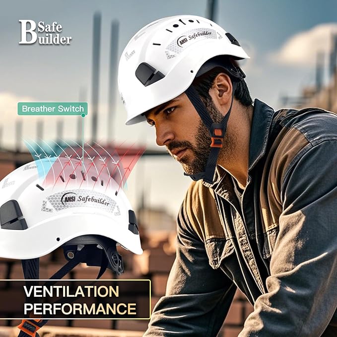 Construction Safety Helmet ABS Hard Hat Adjustable Ventilation System Hardhats Industrial Work Head Protection for Men Certified ANSI/ISEA Z89.1